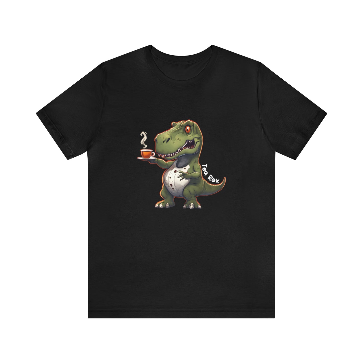 Tea Rex & T-rex dinosaur Unisex short sleeve T-Shirt with Ultra soft-cotton black