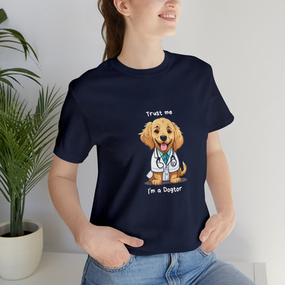 Funny Dog Doctor Unisex short sleeve T-Shirt with Ultra soft-cotton blue