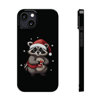 Slim Black Christmas Raccoon iPhone Case With A Unique And Funny Design