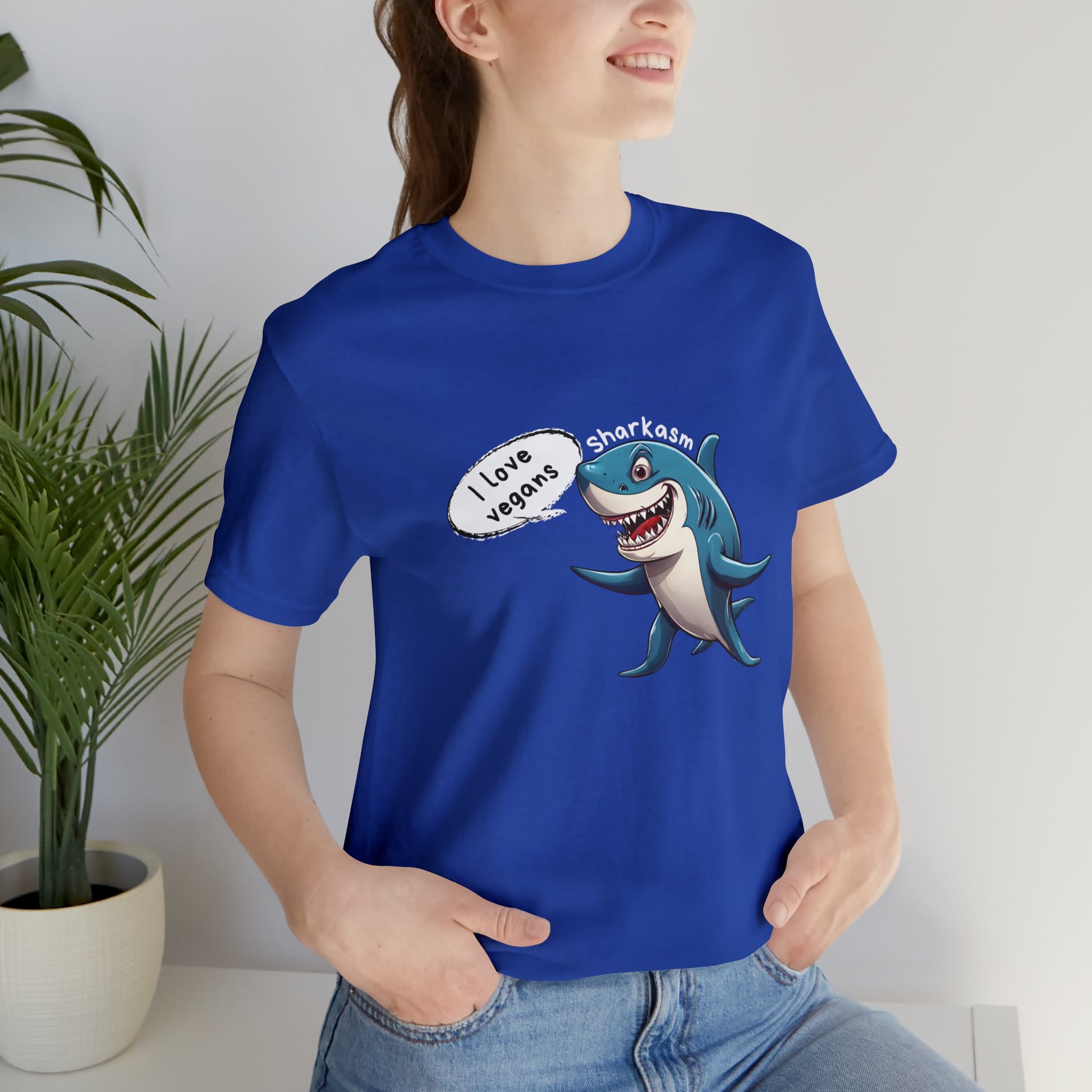 Sharkasm funny Shark Unisex short sleeve T-Shirt with Ultra soft-cotton light blue