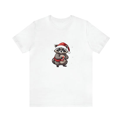 Christmas Cute Raccoon Unisex Short Sleeve T-Shirt White