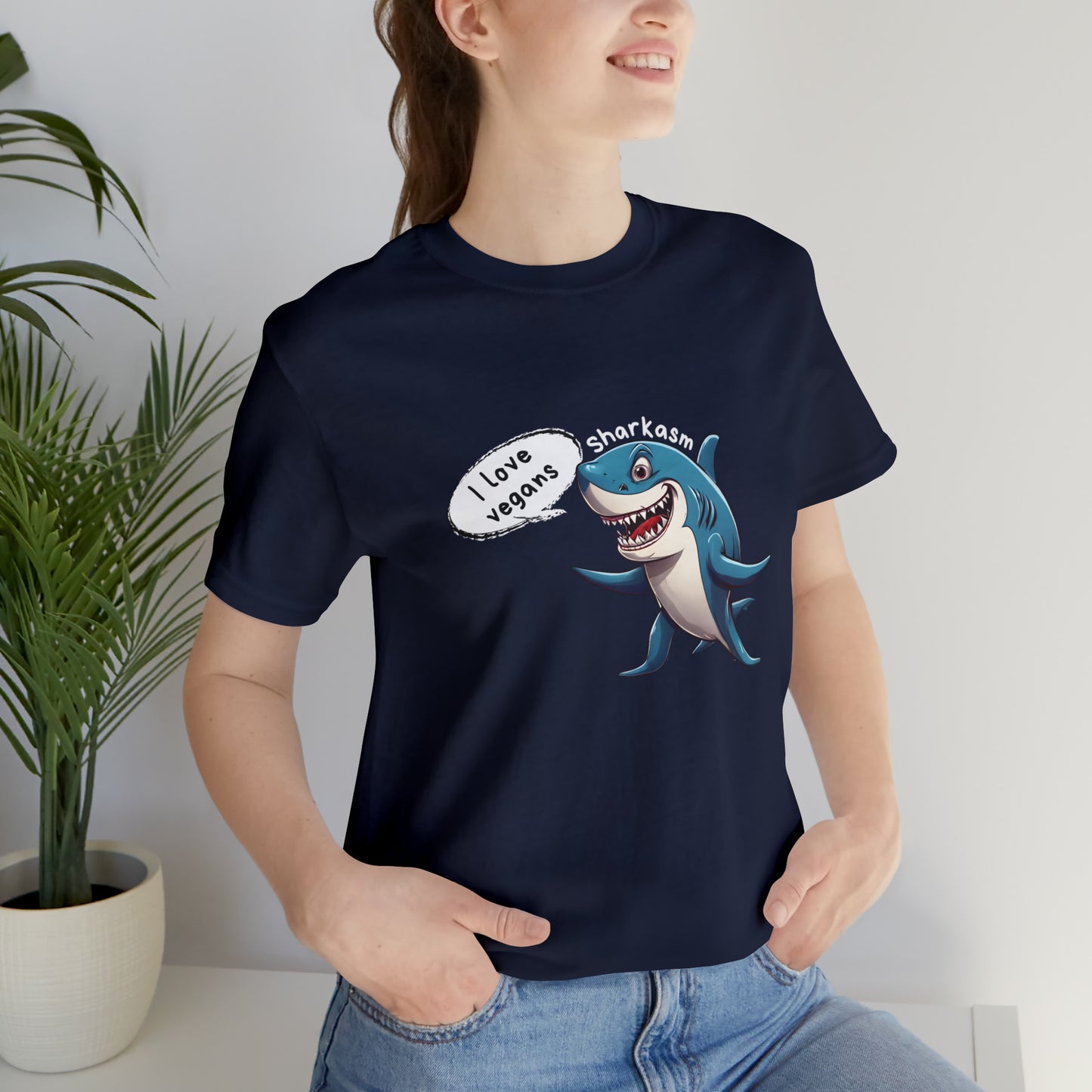 Sharkasm funny Shark Unisex short sleeve T-Shirt with Ultra soft-cotton blue