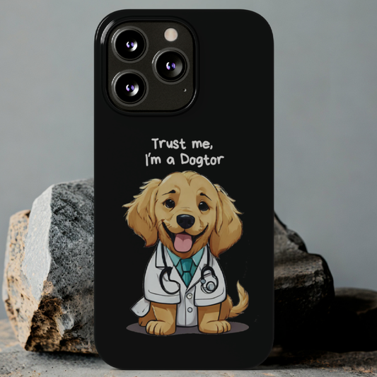 Black Cute Dog Doctor iPhone case
