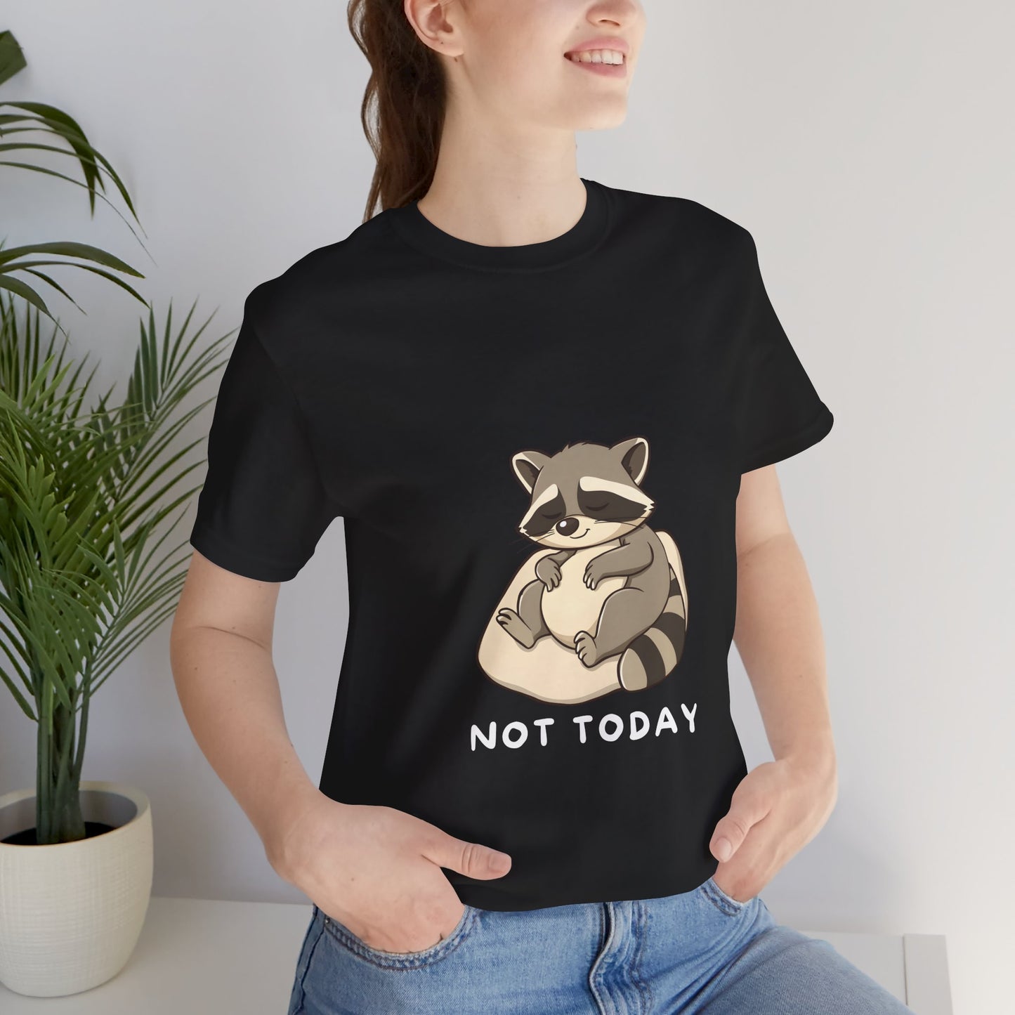 Black_Lazy_Raccoon_Short_Sleeve_T-Shirt_With_Ultra_Soft-Cotton_For_Men_And_Women_Style