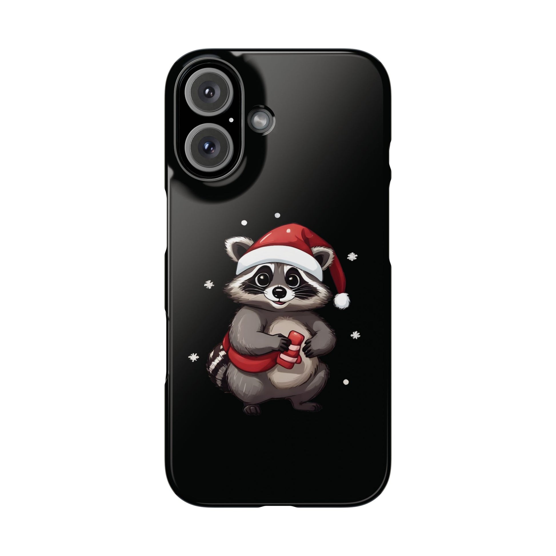 Christmas Raccoon Black iPhone 16 Case