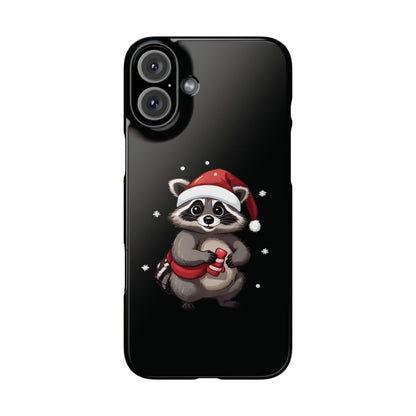 Christmas Raccoon Black iPhone 16 Plus Case