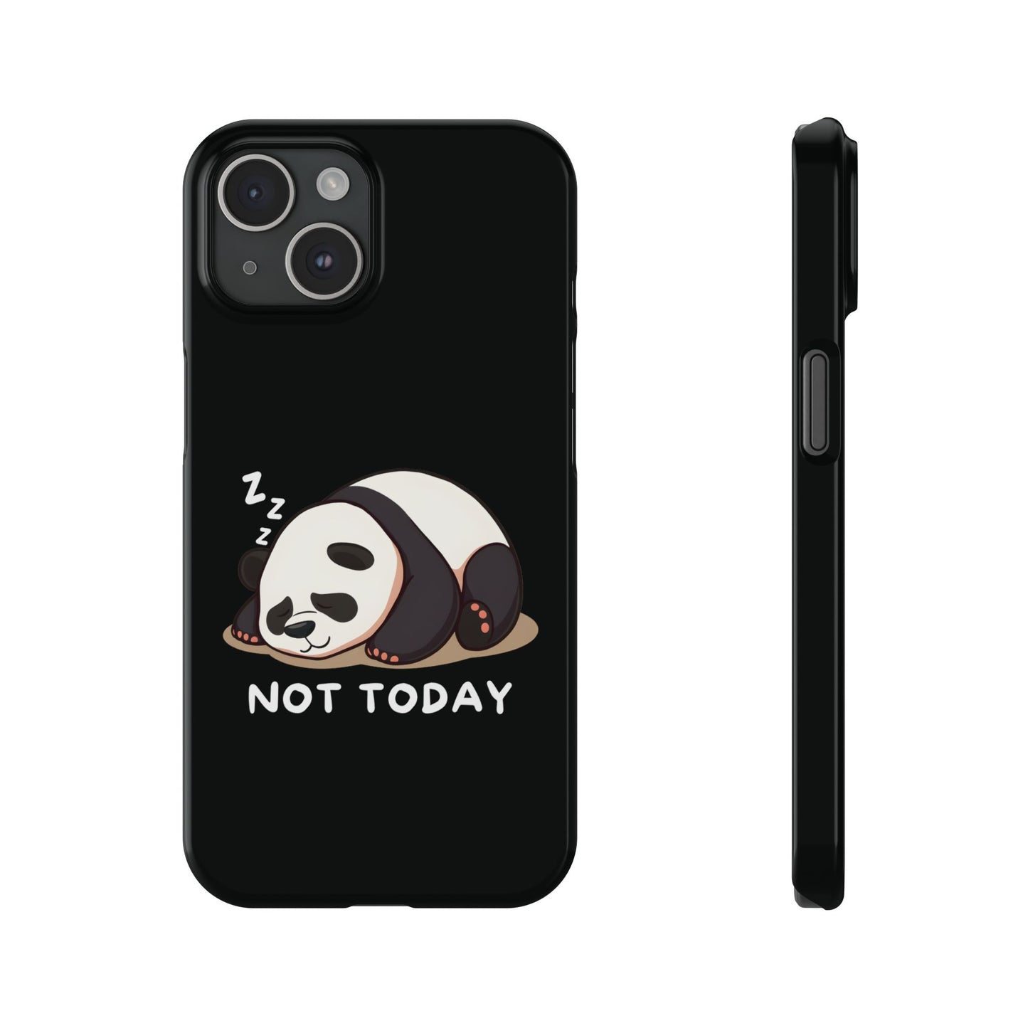 Cute Lazy Panda Black iPhone 15 Case