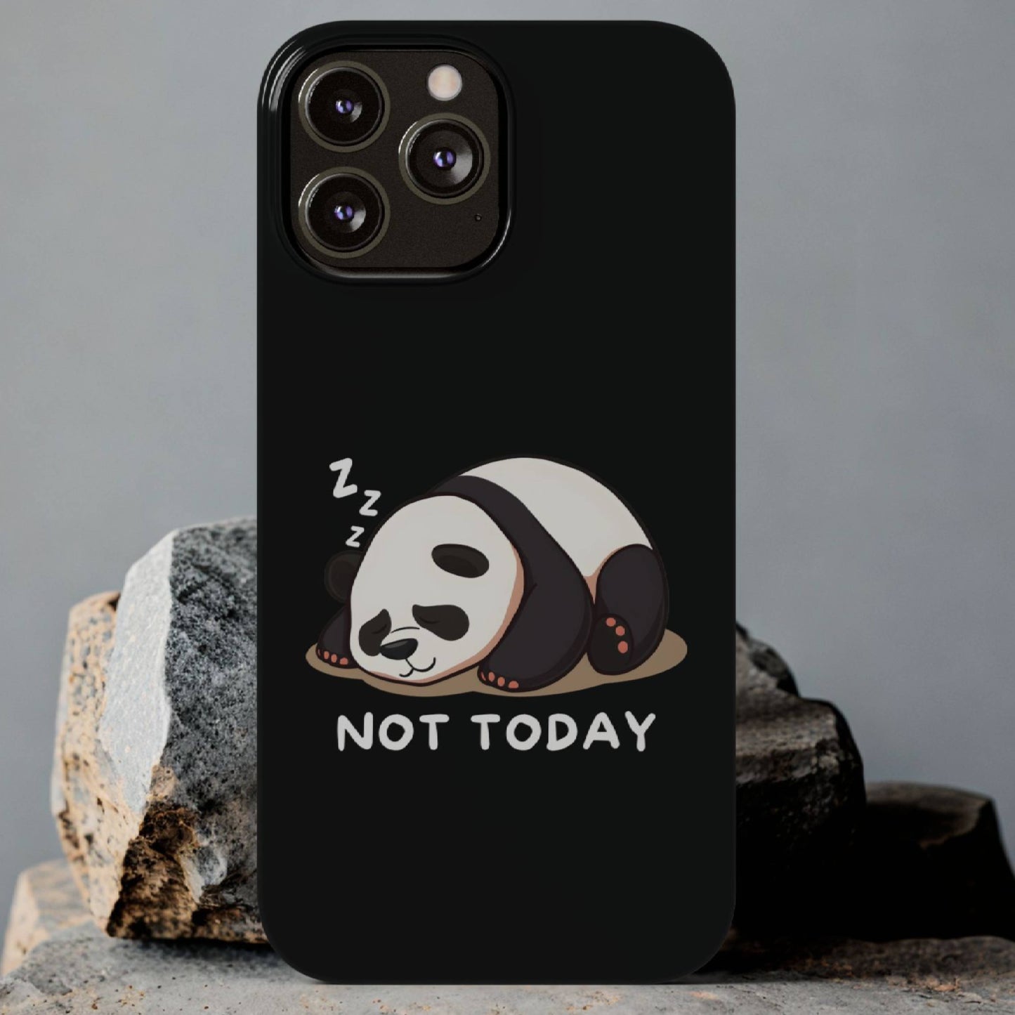 Cute Lazy Panda Black iPhone Case