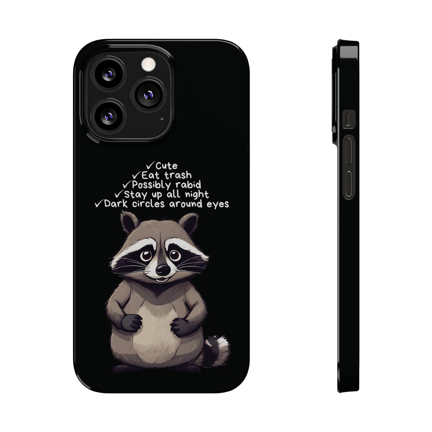 Cute Raccoon Black iPhone 13 Pro Case