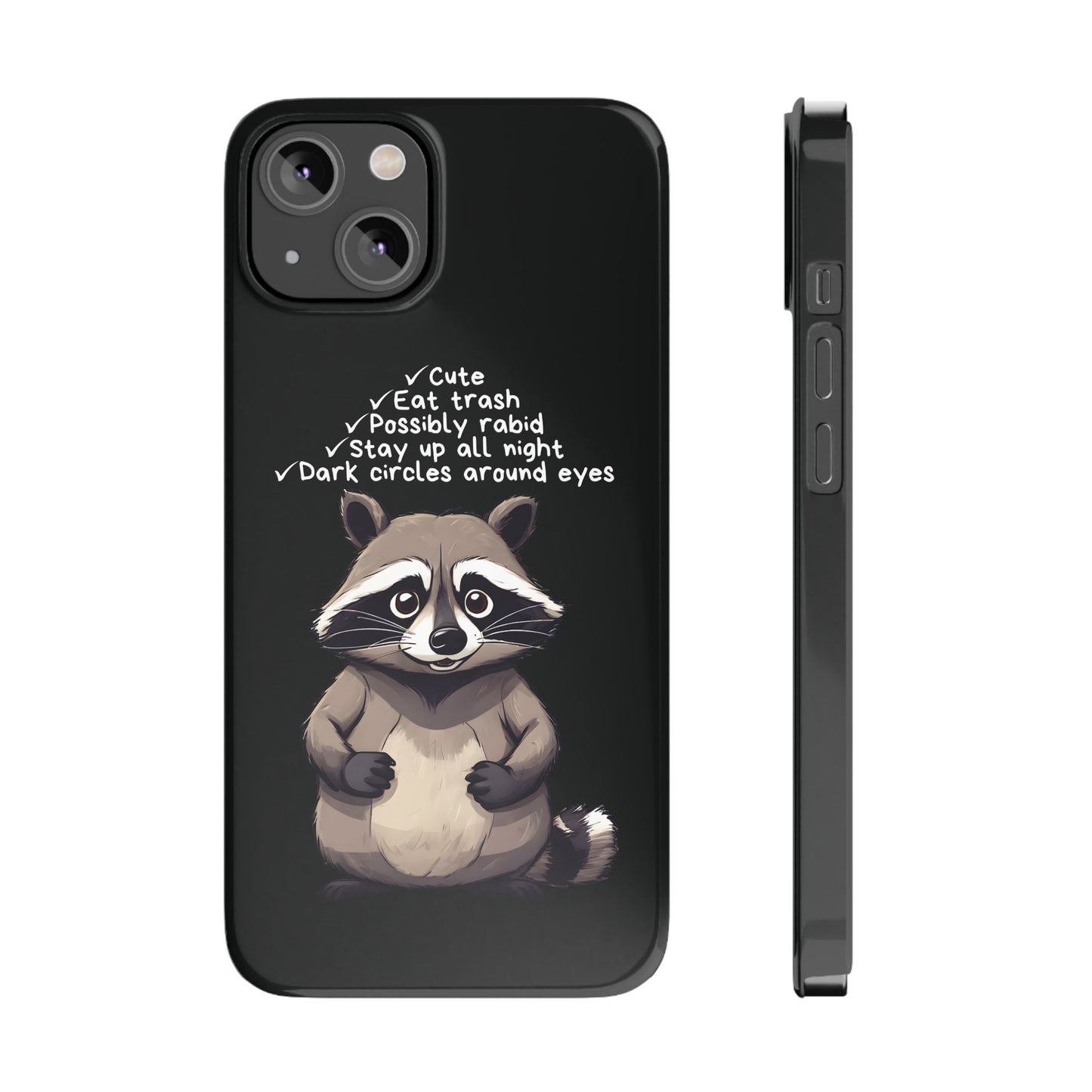 Cute Raccoon Black iPhone 14 Case