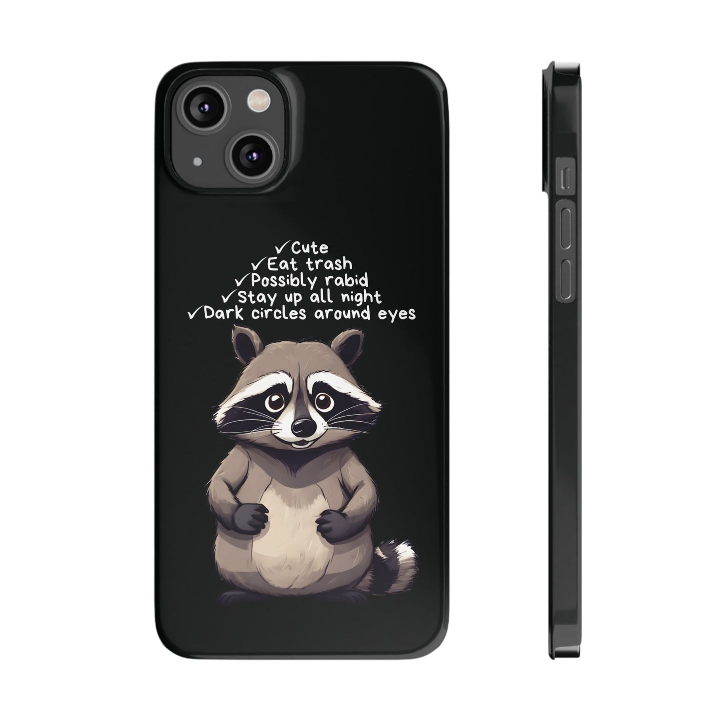 Cute Raccoon Black iPhone 14 Plus Case