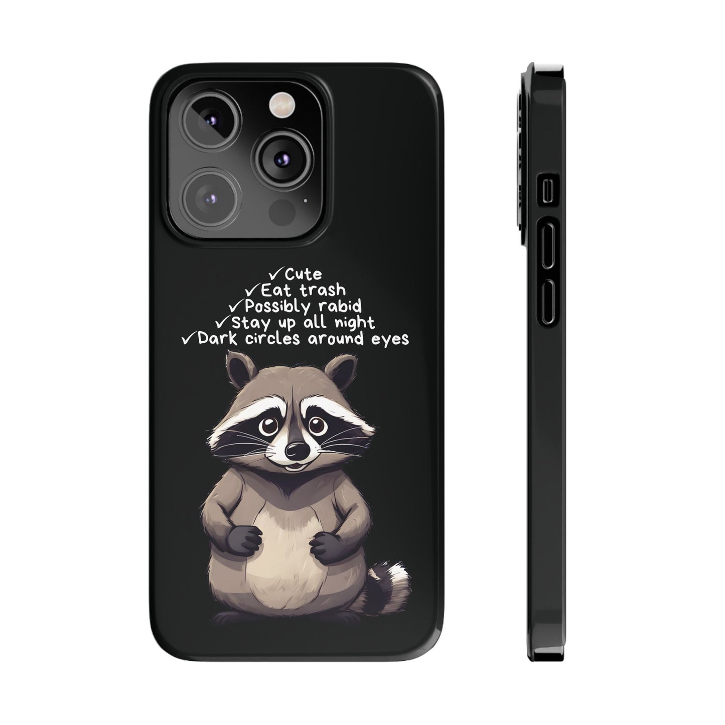 Cute Raccoon Black iPhone 14 Pro Case