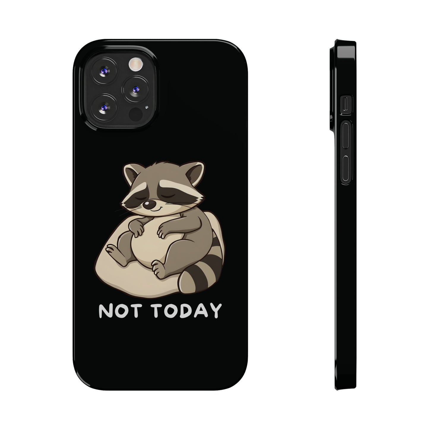 Lazy Cute Raccoon Black iPhone 12 Case