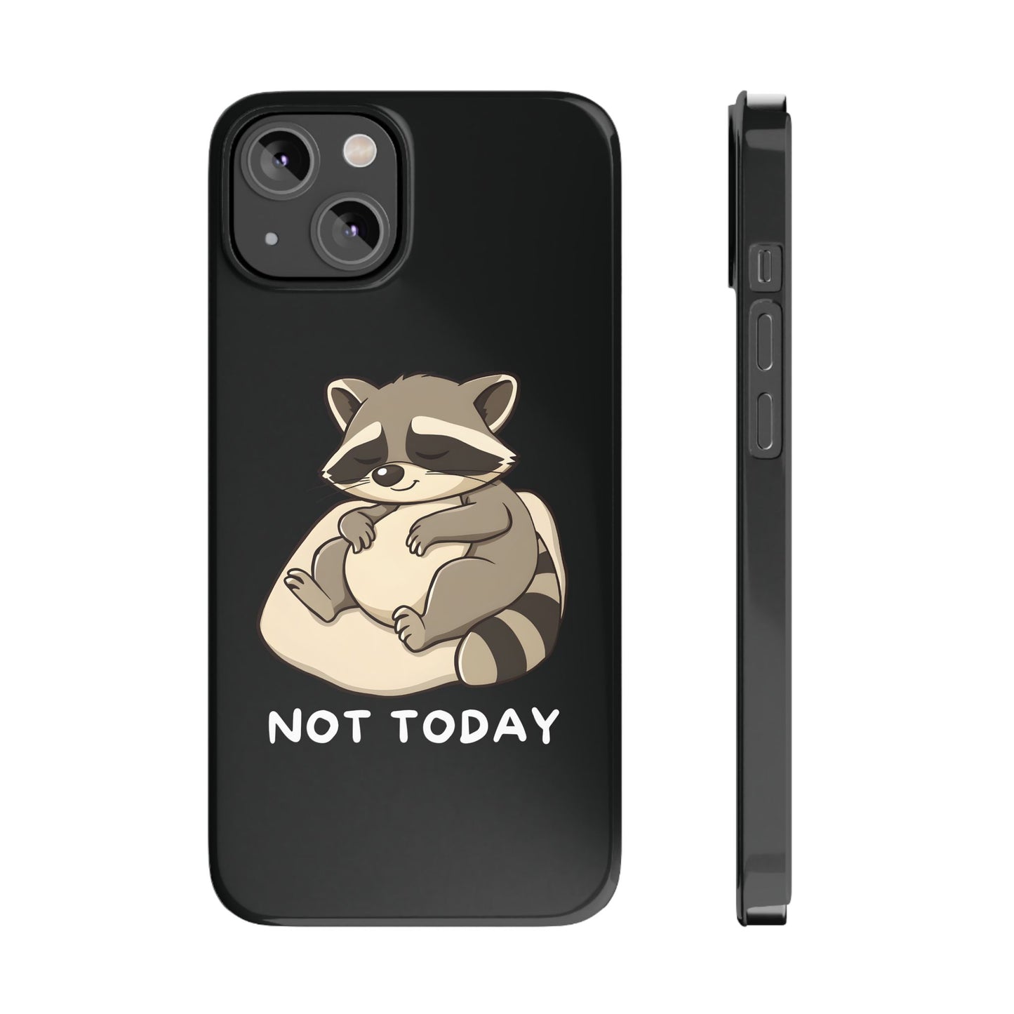 Lazy Cute Raccoon Black iPhone 14 Case