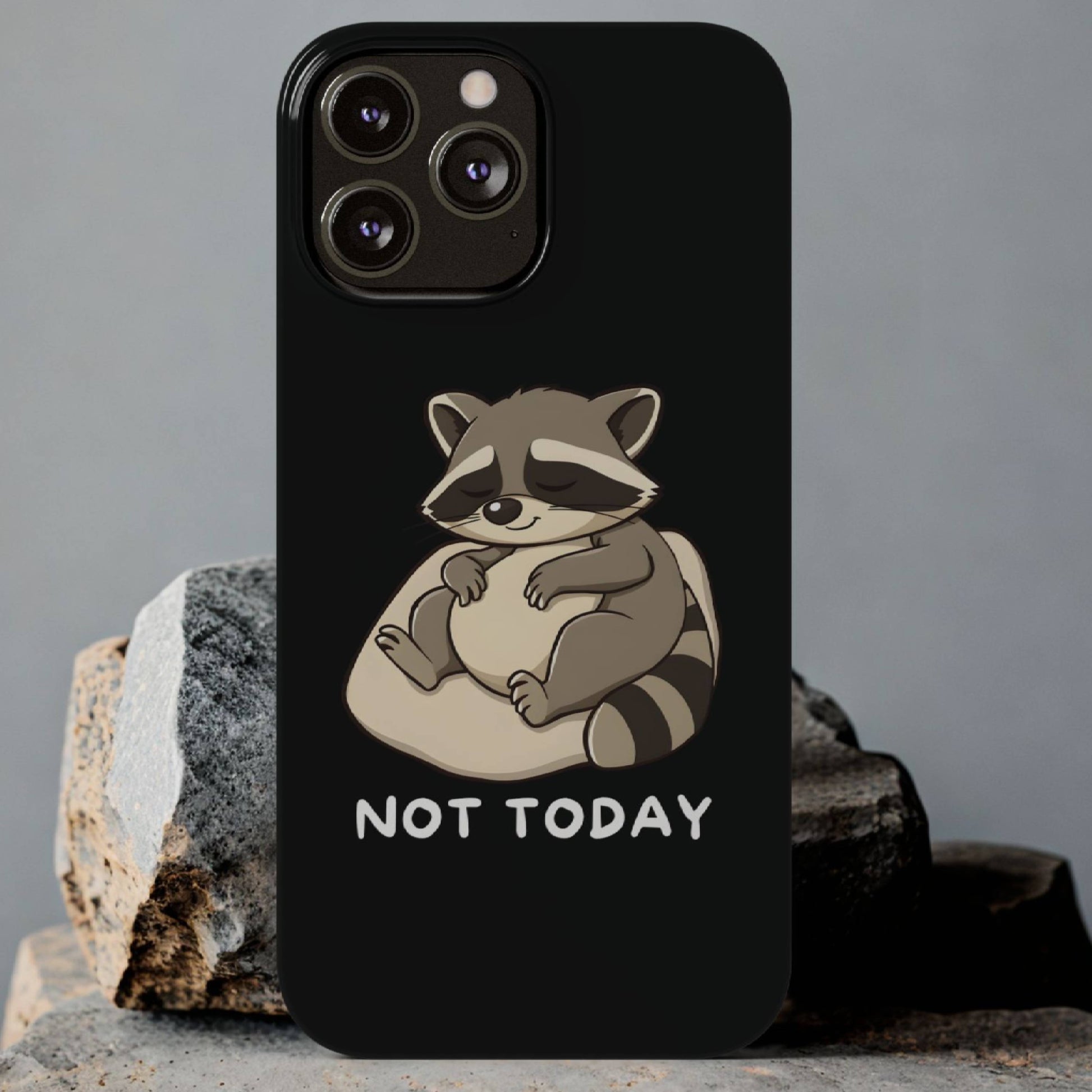 Lazy Cute Raccoon Black iPhone Case