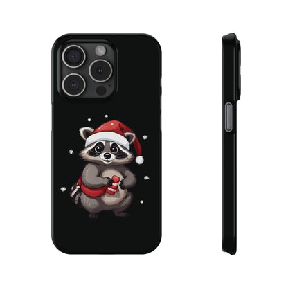 Slim Black Christmas Raccoon iPhone Case With A Unique And Funny Design