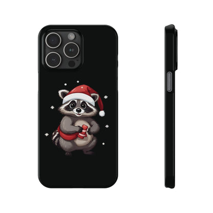 Slim Black Christmas Raccoon iPhone Case With A Unique And Funny Design