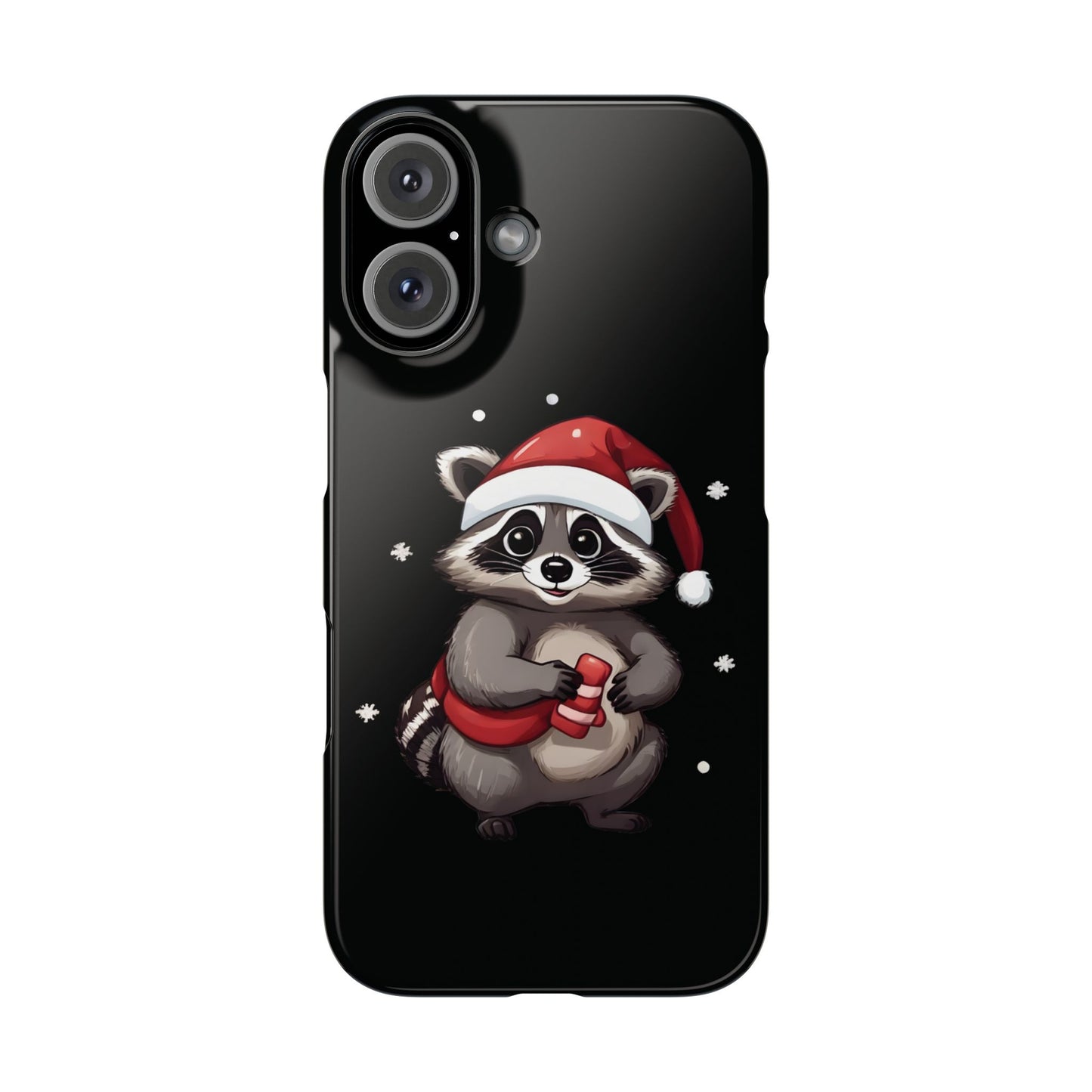 Slim Black Christmas Raccoon iPhone Case With A Unique And Funny Design