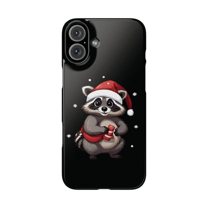 Slim Black Christmas Raccoon iPhone Case With A Unique And Funny Design