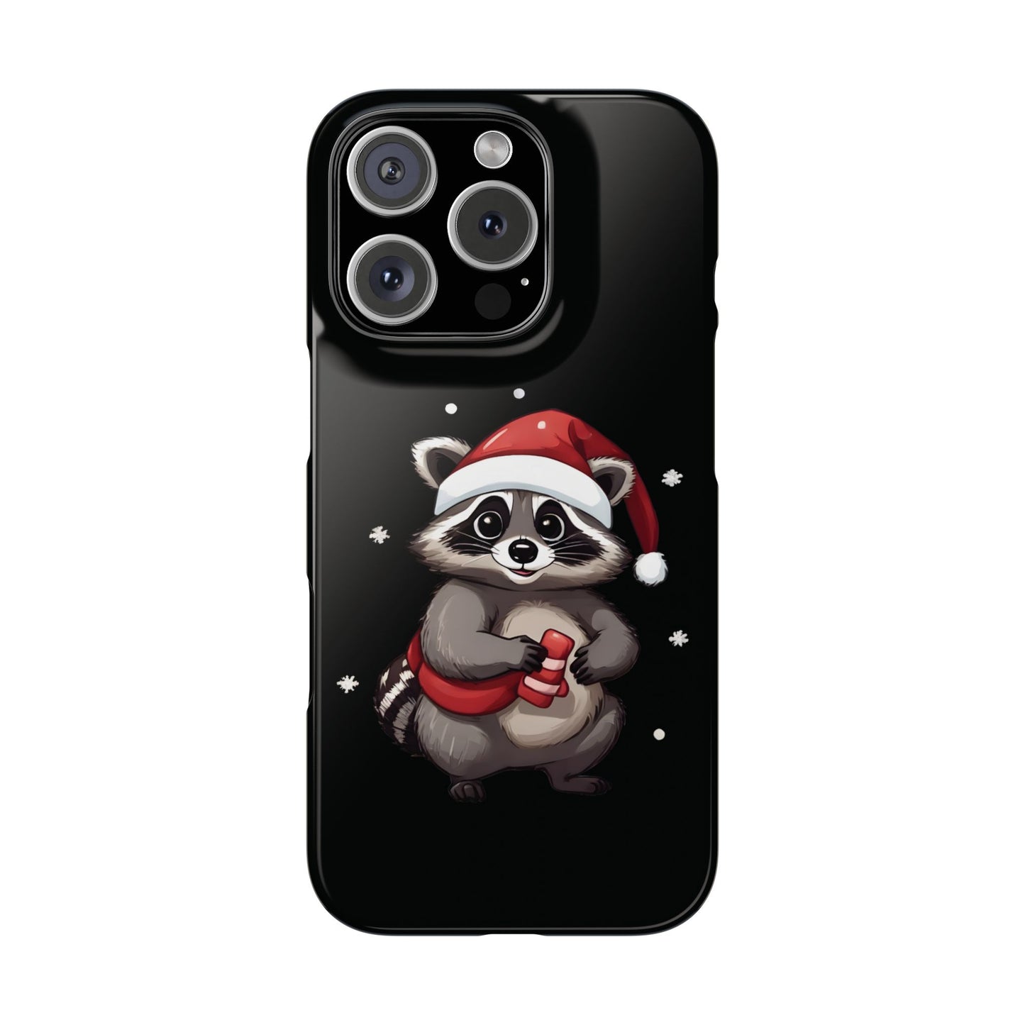 Slim Black Christmas Raccoon iPhone Case With A Unique And Funny Design