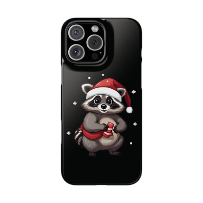 Slim Black Christmas Raccoon iPhone Case With A Unique And Funny Design