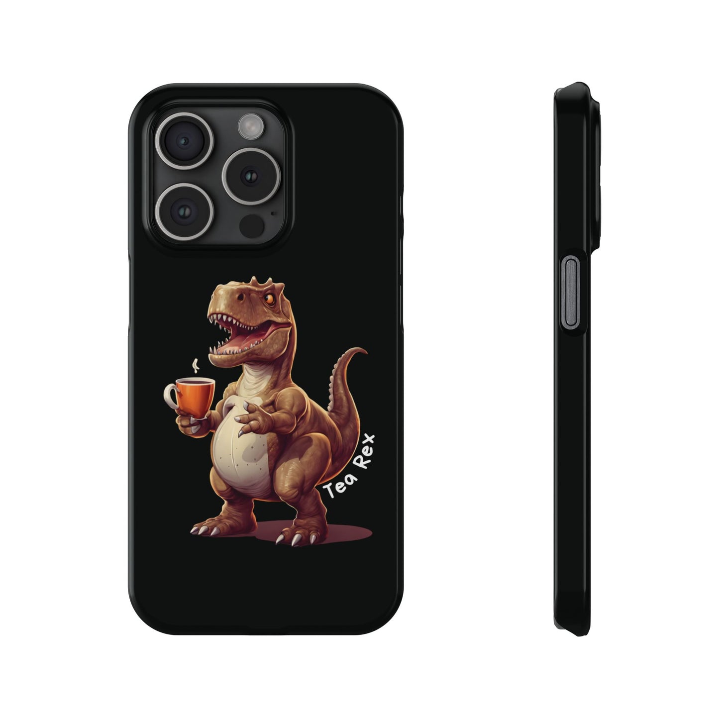 Slim Black Tea Rex & T-Rex iPhone Case With A Unique And Funny Design