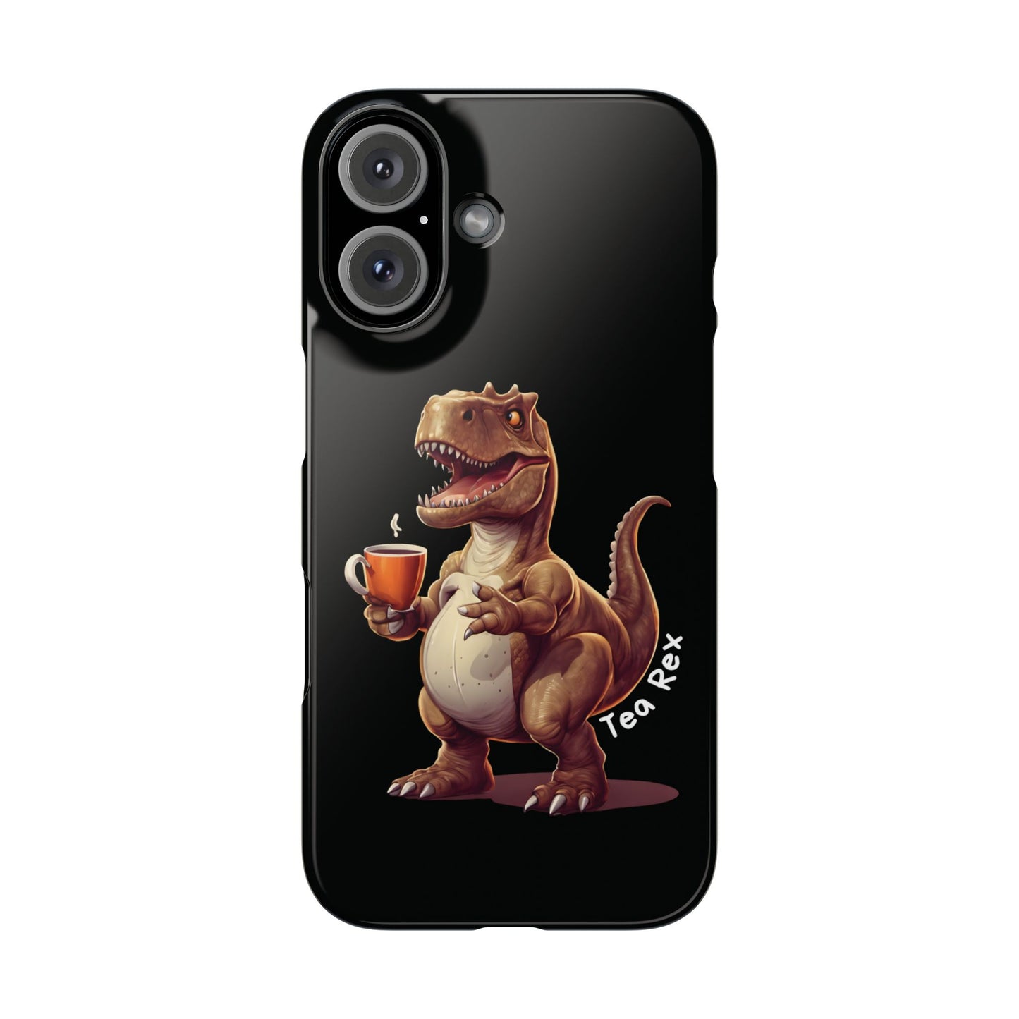 Slim Black Tea Rex & T-Rex iPhone Case With A Unique And Funny Design