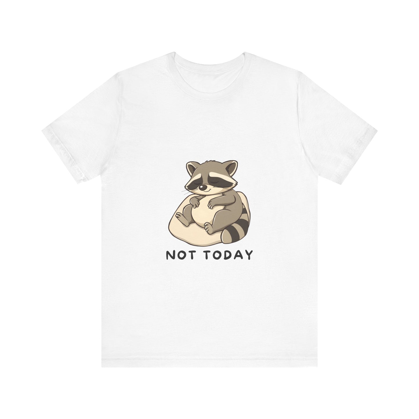 White_Lazy_Raccoon_Short_Sleeve_T-Shirt_With_Ultra_Soft-Cotton_For_Men_And_Women_Base