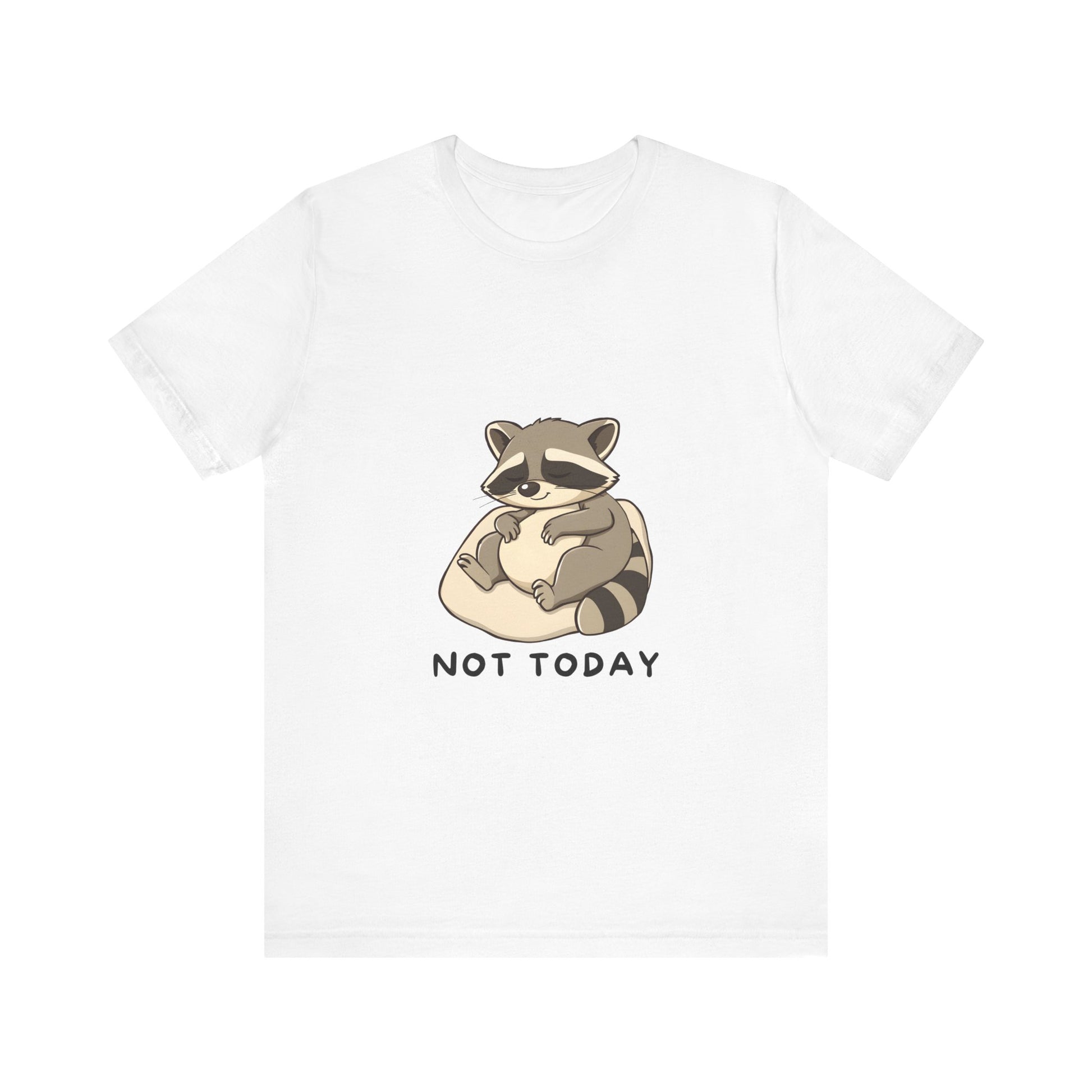 White_Lazy_Raccoon_Short_Sleeve_T-Shirt_With_Ultra_Soft-Cotton_For_Men_And_Women_Base