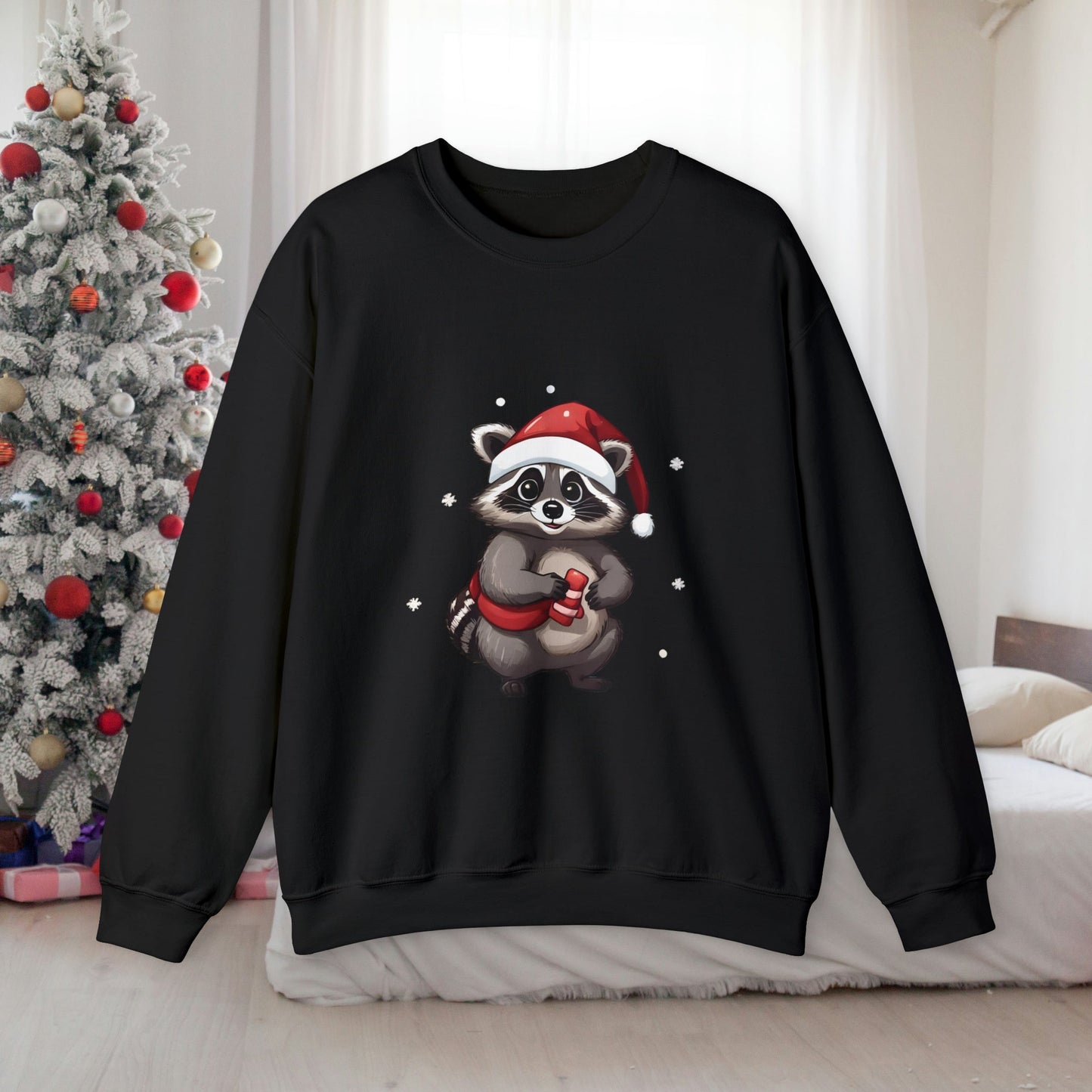 Christmas Raccoon Sweatshirt With Adorable Raccoon - StoreCuriosity
