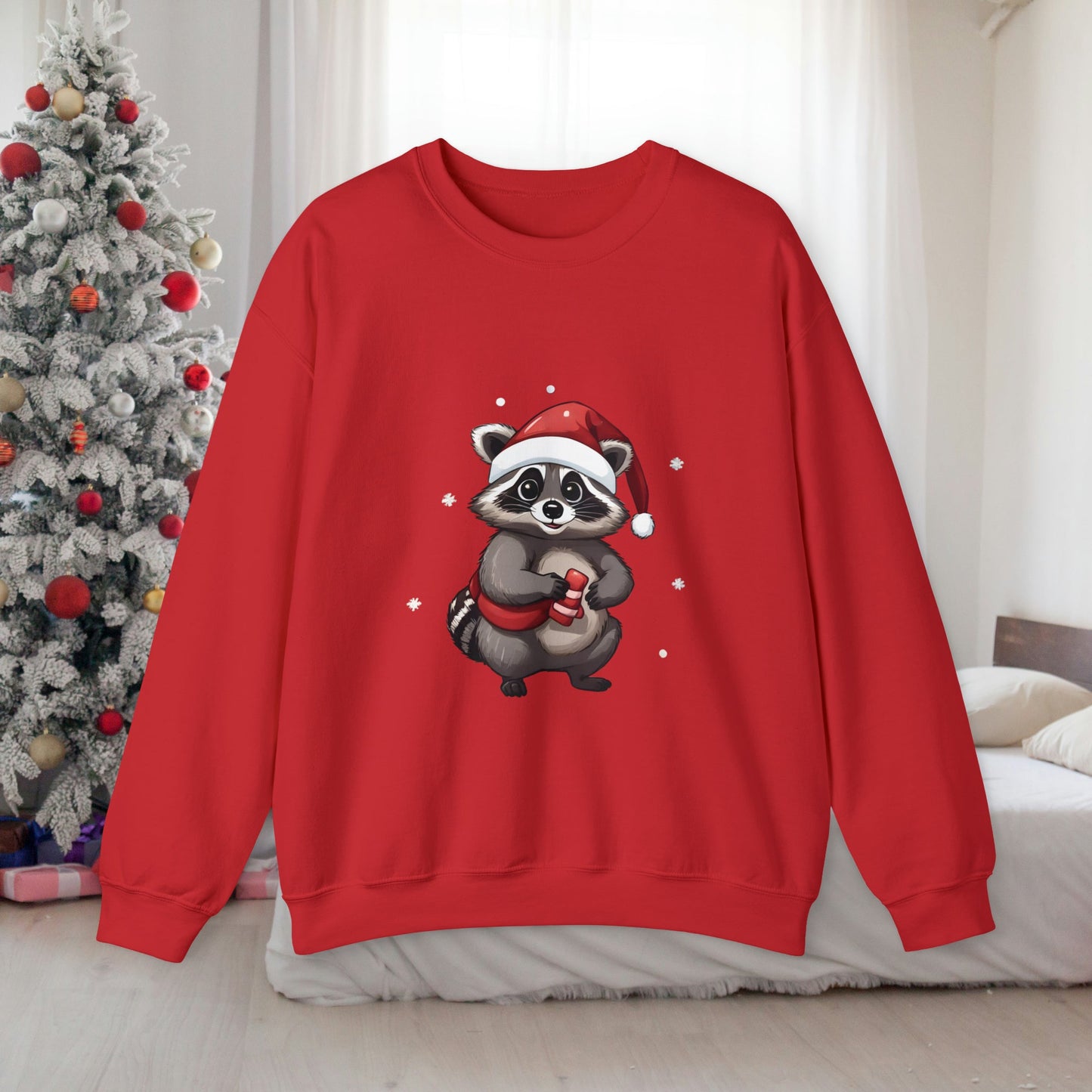 Christmas Raccoon Sweatshirt With Adorable Raccoon - StoreCuriosity