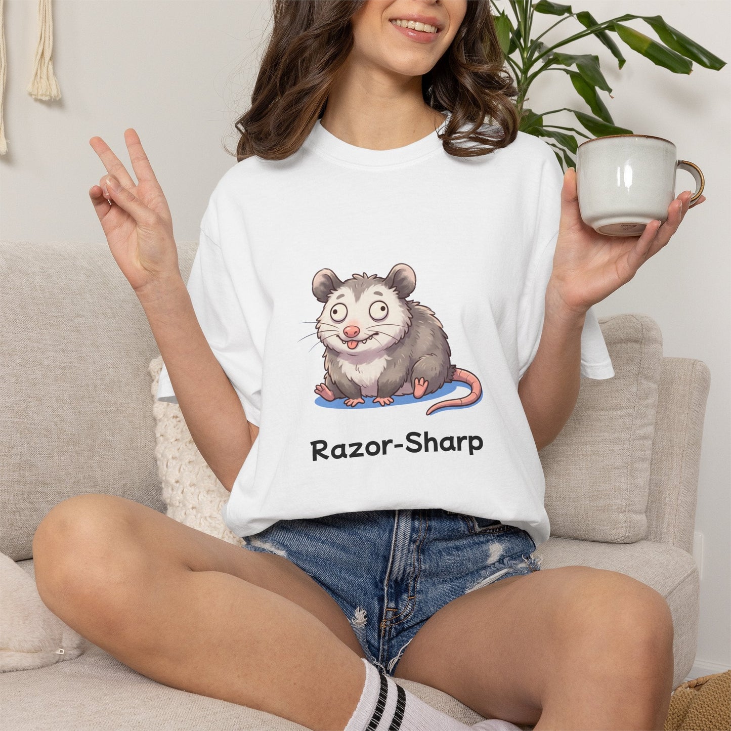 Funny playing dead opossum t-shirt – hand-drawn customizable design, gift for opossum lovers
