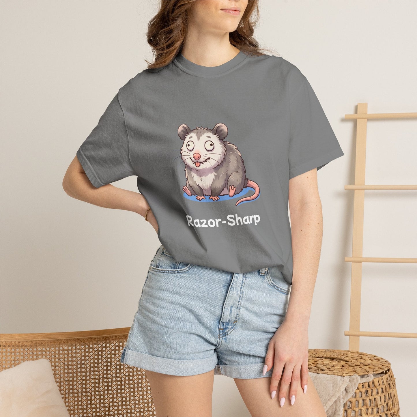 Funny playing dead opossum t-shirt – hand-drawn customizable design, gift for opossum lovers