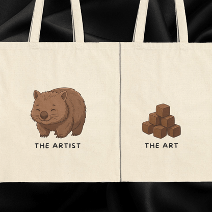 Wombat Tote - The Artist & His Cubic Masterpieces Front/Back | Funny Gift - StoreCuriosity Main