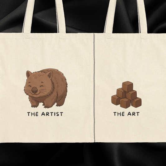 Wombat Tote - The Artist & His Cubic Masterpieces Front/Back | Funny Gift - StoreCuriosity Main